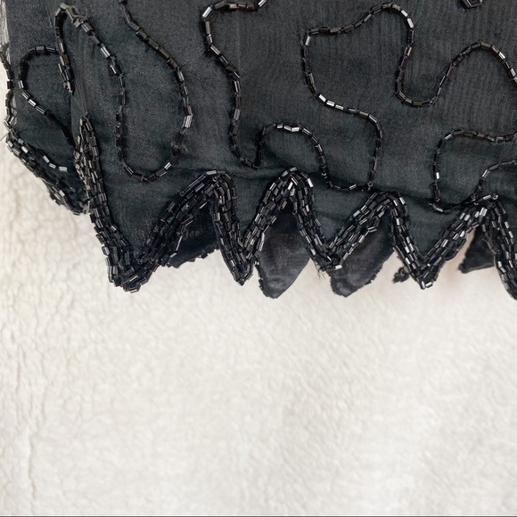 VINTAGE 100% Silk Beaded Sequin Midi Dress Small - Picture 5 of 8